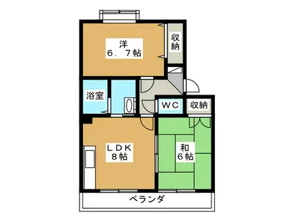 オラシオン平和町(2DK/2階)の間取り写真