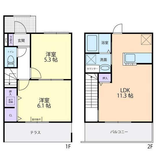ファミーユ II(2LDK/1階)の間取り写真