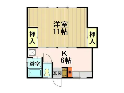 幸邑ハイツ(1K/2階)の間取り写真