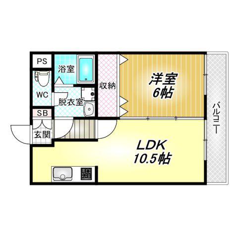 石田ハイツ2号館(1LDK/2階)の間取り写真