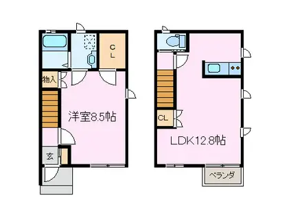 メゾネット長田(1LDK/1階)の間取り写真