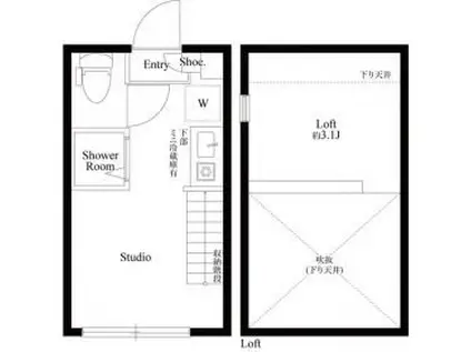 ハーモニーテラス上高井戸IV(ワンルーム/2階)の間取り写真