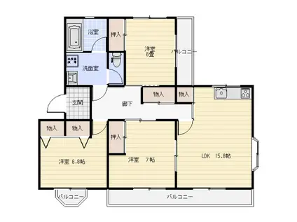 文京町ハイツ(3LDK/1階)の間取り写真
