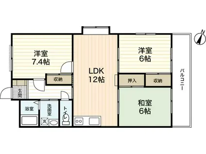 プリンスビル(3LDK/1階)の間取り写真