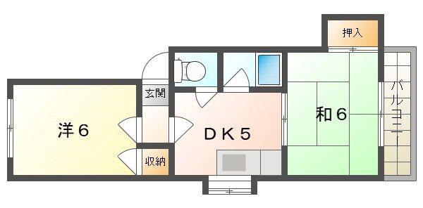 ハイツいわさか(2K/2階)の間取り写真