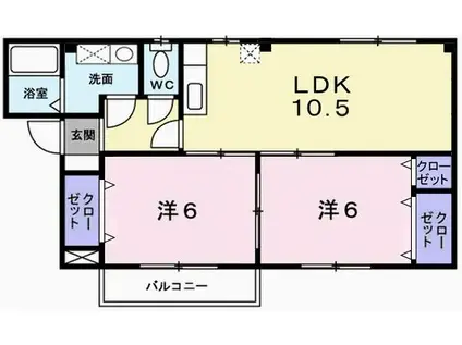 パーシマムヒルズ(2LDK/1階)の間取り写真