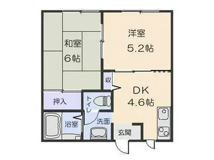 ディアスA(2DK/1階)の間取り写真