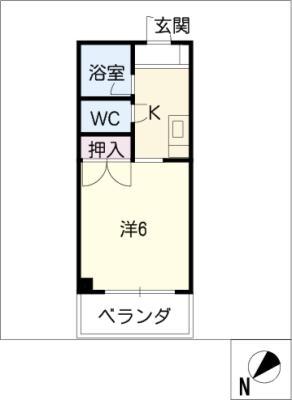 三恵ハイツ(1K/6階)の間取り写真