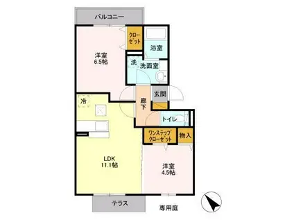 ロイヤルコートC(2LDK/3階)の間取り写真