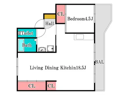 KAI TERRACE(1LDK/4階)の間取り写真