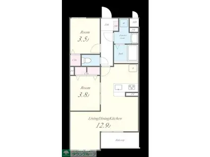 SPRED HILLS K(2LDK/2階)の間取り写真