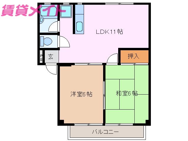 ビラカワサキ(2LDK/2階)の間取り写真