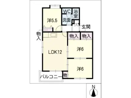 ディアス本今(3LDK/1階)の間取り写真
