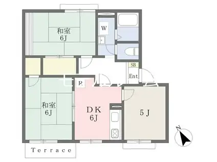 シルクタウンA棟(3DK/1階)の間取り写真