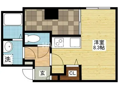 APARTMENT GRUS OKAMACHI(ワンルーム/6階)の間取り写真