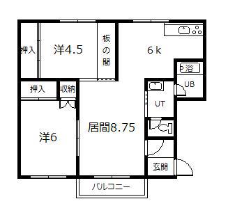 メモリーハイツ(2LDK/1階)の間取り写真
