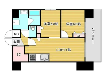 IBC RESIDENCE ウエスト(2LDK/10階)の間取り写真