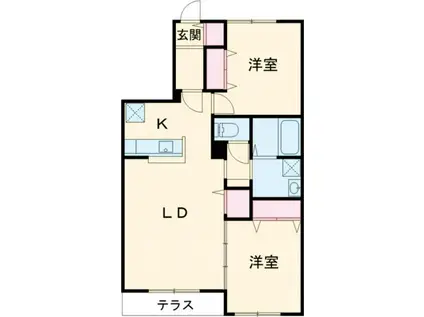 NOVガーデンハウス谷田部 G棟(2LDK/1階)の間取り写真