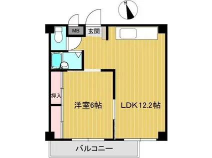 セオ・コート潤和(1LDK/3階)の間取り写真