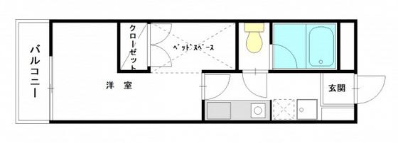 ルームサンコート(1K/2階)の間取り写真