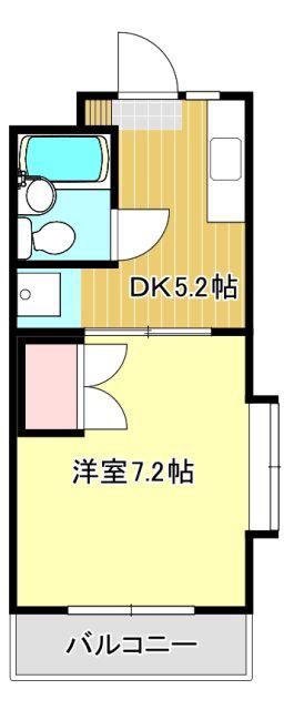 馬込川マンション(1DK/2階)の間取り写真