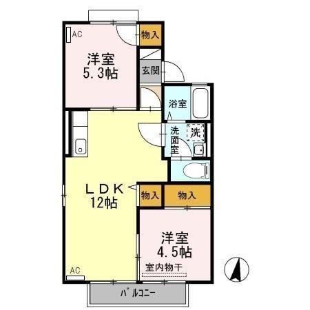 ボヌールS(2LDK/1階)の間取り写真