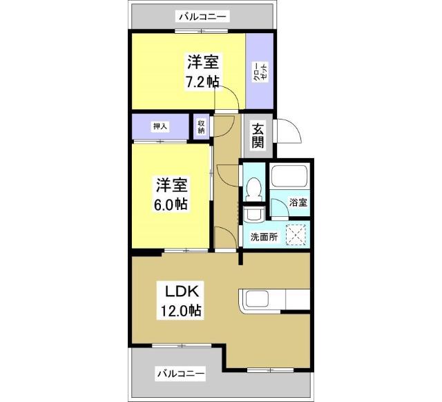 アバンテヤマカ(2LDK/2階)の間取り写真