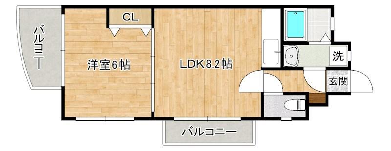 ラフィーネ 小倉(1LDK/6階)の間取り写真