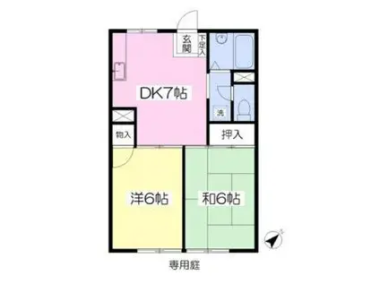 グリーンハイツ西原(2DK/1階)の間取り写真