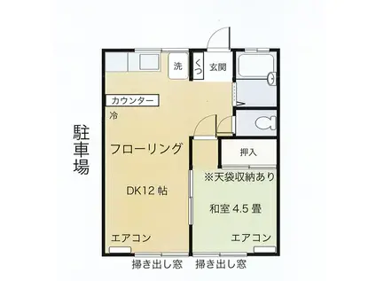 リヴェール大久保(1LDK/1階)の間取り写真