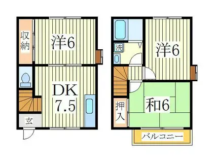 ルーミー北柏2号館(3DK/1階)の間取り写真