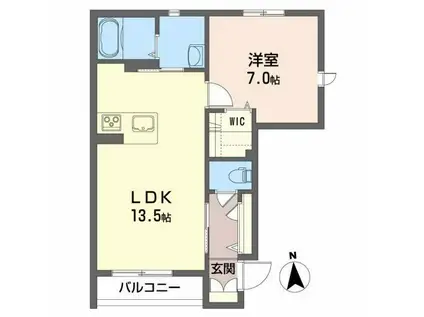 シャーメゾン・ヴィレッタB(1LDK/1階)の間取り写真