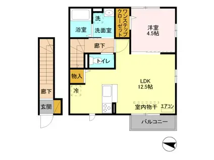 プリムローズ(1LDK/2階)の間取り写真