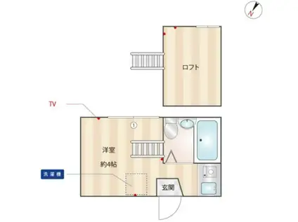 シエスタデイジー(ワンルーム/2階)の間取り写真