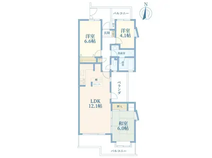 新ゆりグリーンタウン楠街区4号棟(3LDK/3階)の間取り写真