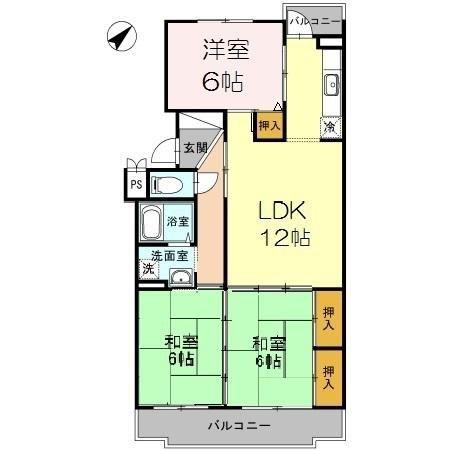 プレジデントタカヤ3(2LDK/3階)の間取り写真