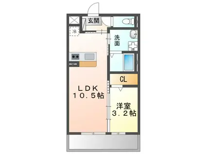 ライフコート久居野村II(1LDK/1階)の間取り写真