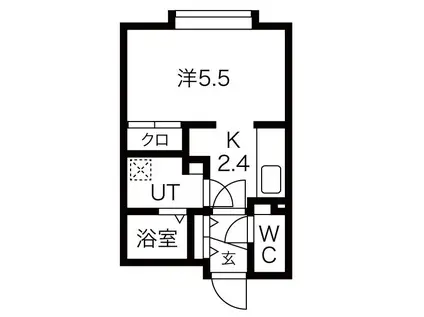 エヌエスケイビルセカンド(1K/2階)の間取り写真