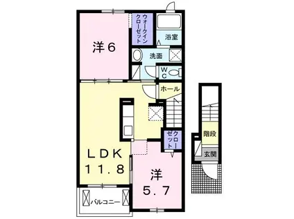 サニーコート大木戸A(2LDK/2階)の間取り写真