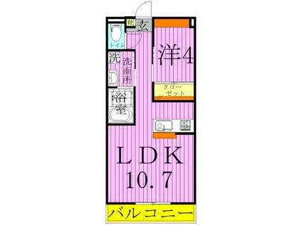 アムール ワン(1LDK/2階)の間取り写真