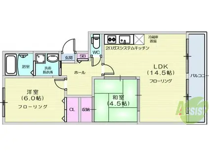 ベルコート長町南(2LDK/2階)の間取り写真