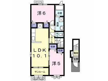 カクタス(2LDK/2階)の間取り写真