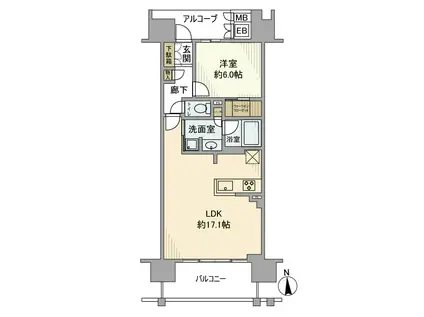 シエリア大阪天神橋(1LDK/3階)の間取り写真