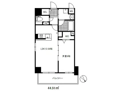 リベルタ元町通(1LDK/6階)の間取り写真