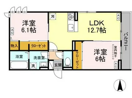 D-ROOM七曲II(2LDK/2階)の間取り写真