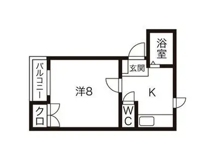 ユキトモハウス(1K/1階)の間取り写真