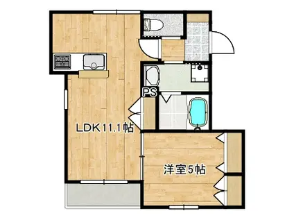 LEAF MARCHE(1LDK/1階)の間取り写真