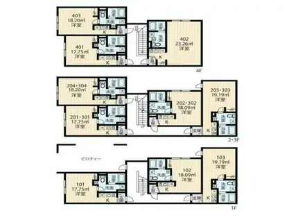 HASAI BUILDING 北千住(ワンルーム/4階)の間取り写真