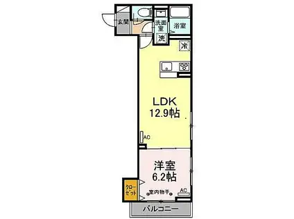 ヴィルソレイユ西荻1・2(1LDK/2階)の間取り写真