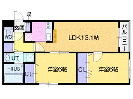 ウィンフラット(2LDK/3階)の間取り写真